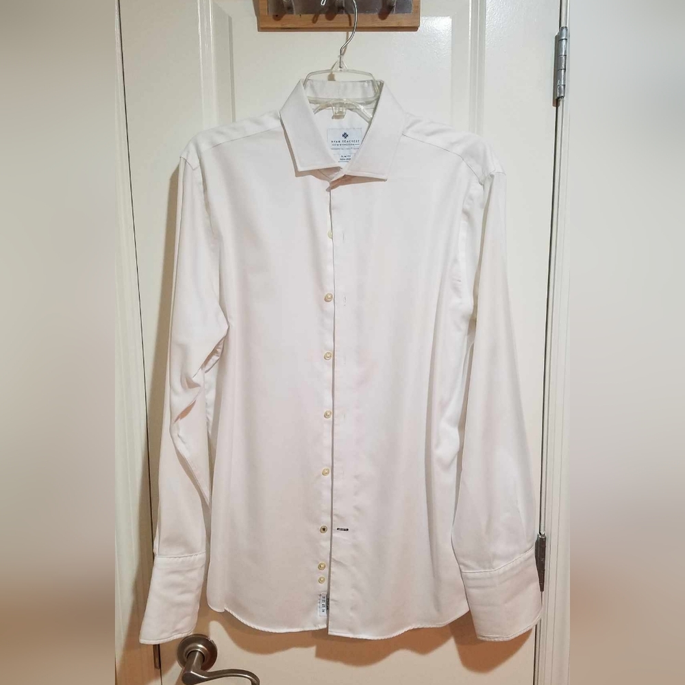 Men's white French-cuff shirt
